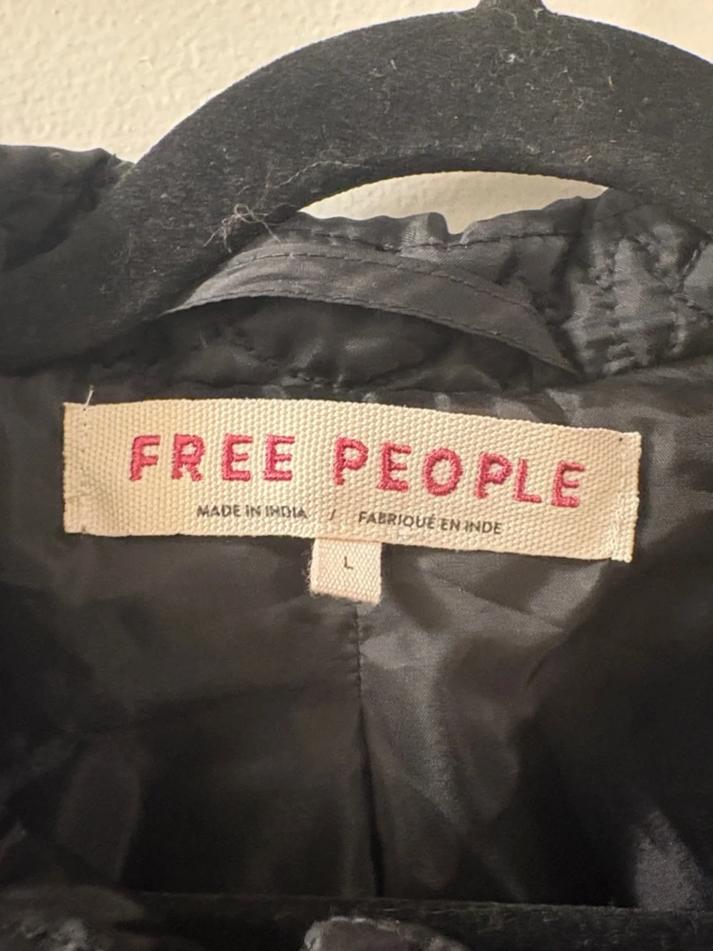 Free People | Black Quilted Jacket with Velvet Floral Appliqués - Picture 4 of 6